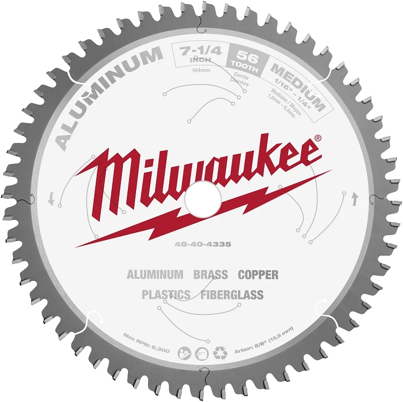 7-1/4 In. D X 5/8 In. Carbide Tipped Circular Saw Blade 56 Teeth 1 Pk