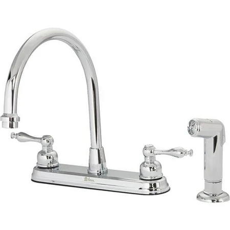 2 Metal Handle Hi-arc Kitchen Faucet With Matching Side Sprayer - Model F8f11014cp-jpa3