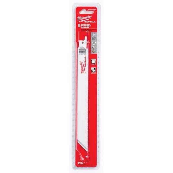 Milwaukee 48-00-5093 Super Sawzall Blade 8/12 Teeth per Inch 8-Inch Length