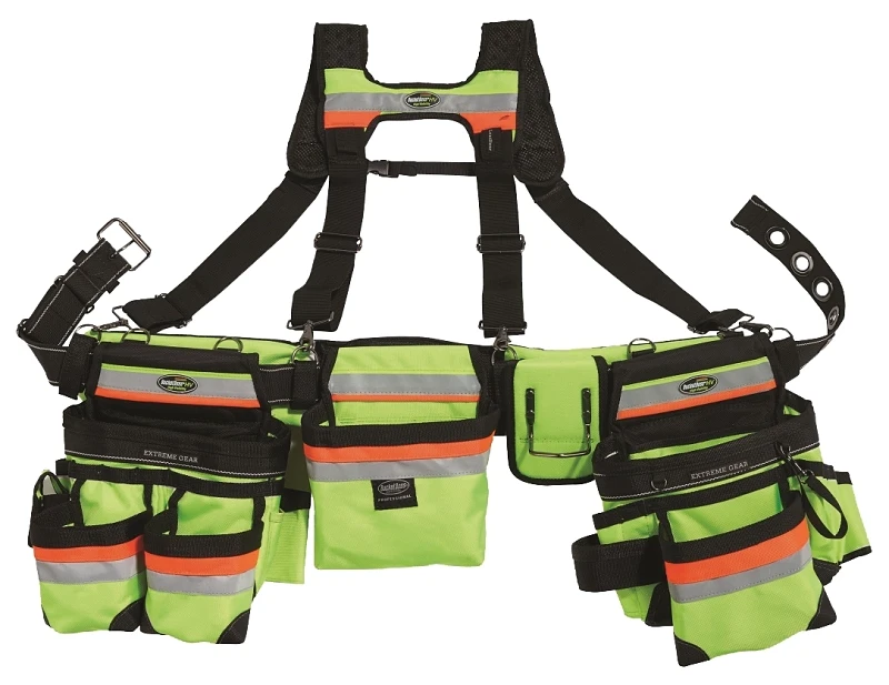 37 In. Hi-visibility 3-bag Framer's Rig With Adjustable Velcro Pouches