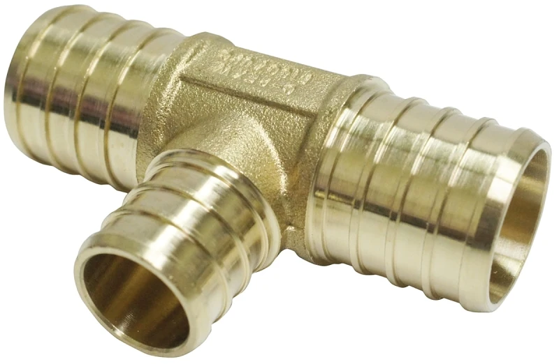 1 In. X 1 In. X 3/4 In. Brass Pex Barb Reducing Tee Fitting