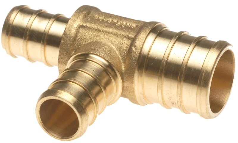 3/4 In. X 1/2 In. X 1/2 In. Brass Pex Barb Tee Fitting
