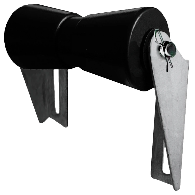 8 Inch Black Rubber Keel Roller With Galvanized Brackets And Shaft