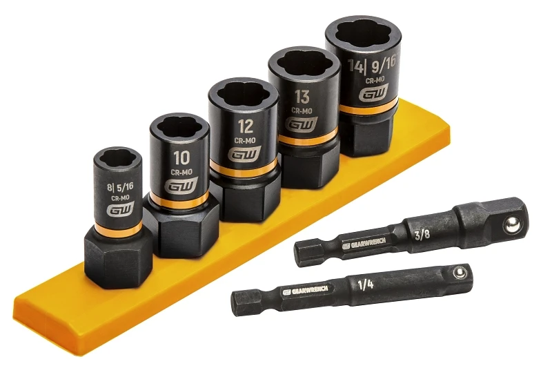 Gearwrench Bolt Biter Extraction Socket Set With Adapters - 7 Piece Metric Set