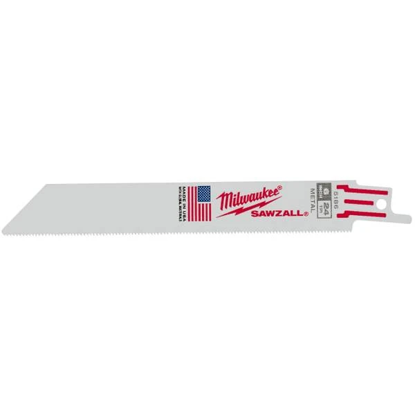 Milwaukee 48-00-5186 Super Sawzall Blade 24 Teeth per Inch 6-Inch Length