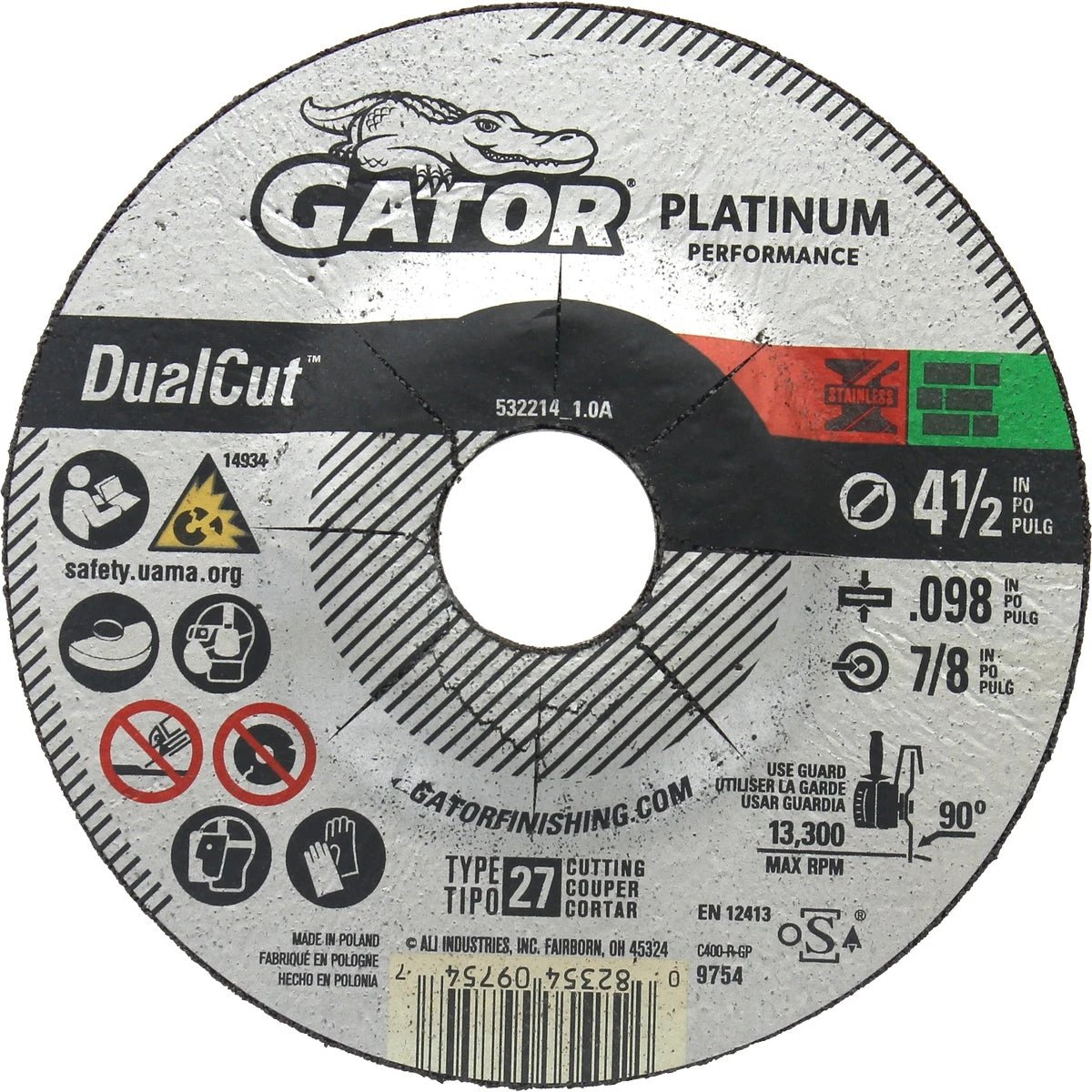 Blade Dualcut Type 27 4-1/2" X 0.098" X 7/8" Steel/stainless/wall Tile Cut-off Wheel