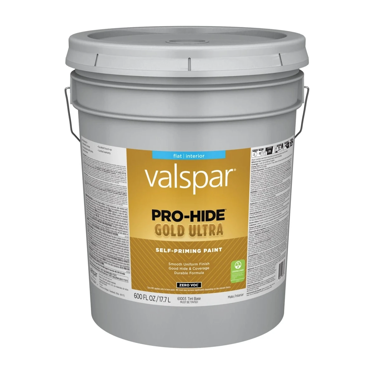 Pro-hide Gold Ultra Zero Voc Flat Interior Wall Paint, Tint Base, 5 Gallon