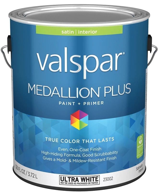 Medallion Plus Premium Satin Interior Paint & Primer, Ultra White, 1 Gallon