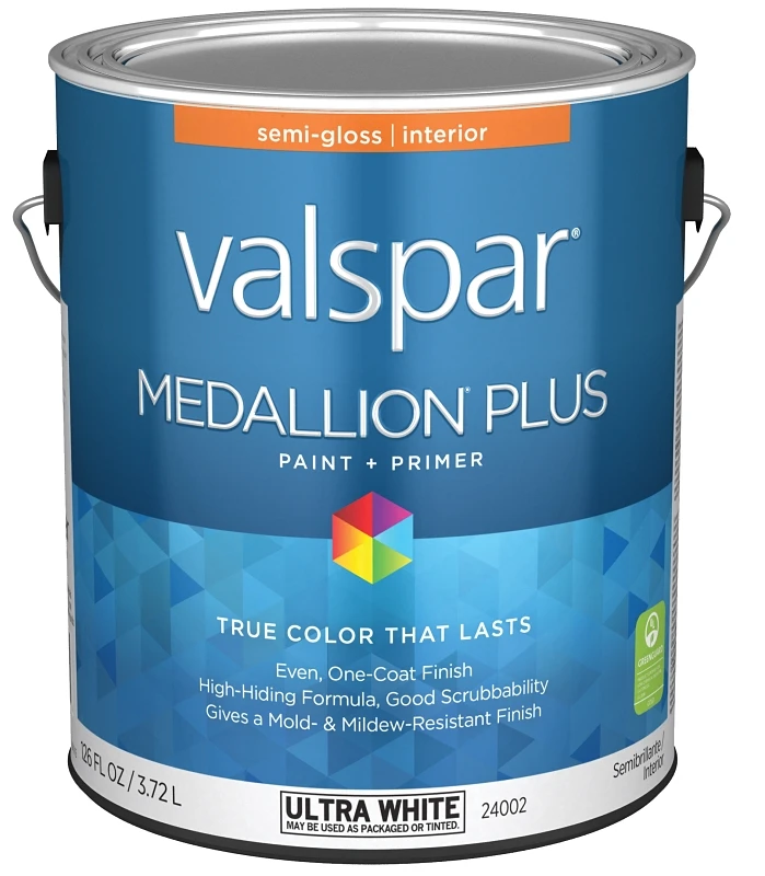 Medallion Plus Premium Semi-gloss Interior Paint & Primer, Ultra White, 1 Gallon