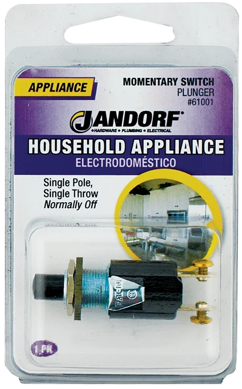 0.25a Momentary Normally Off Appliance Switch Black/silver Spst 1 Pk
