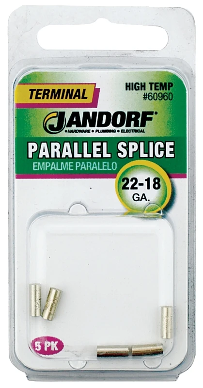 22-18 Ga. Uninsulated Wire Terminal Parallel Splice Connector Silver 5 Pk