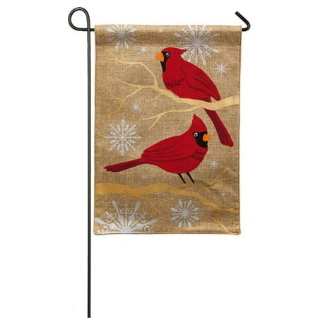 Evergreen Burlap Feathers And Snow Garden Flag, 12.5 X 18 Inches