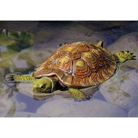 Gift Craft 7 Inch Poly Resin Turtle Floatie, Small, Green/brown