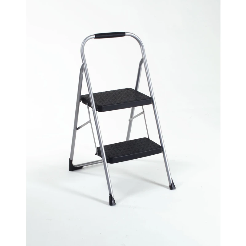 2-step Steel Big Step Stool Ladder, 200 Lb Load Capacity, Large Feet & Grip