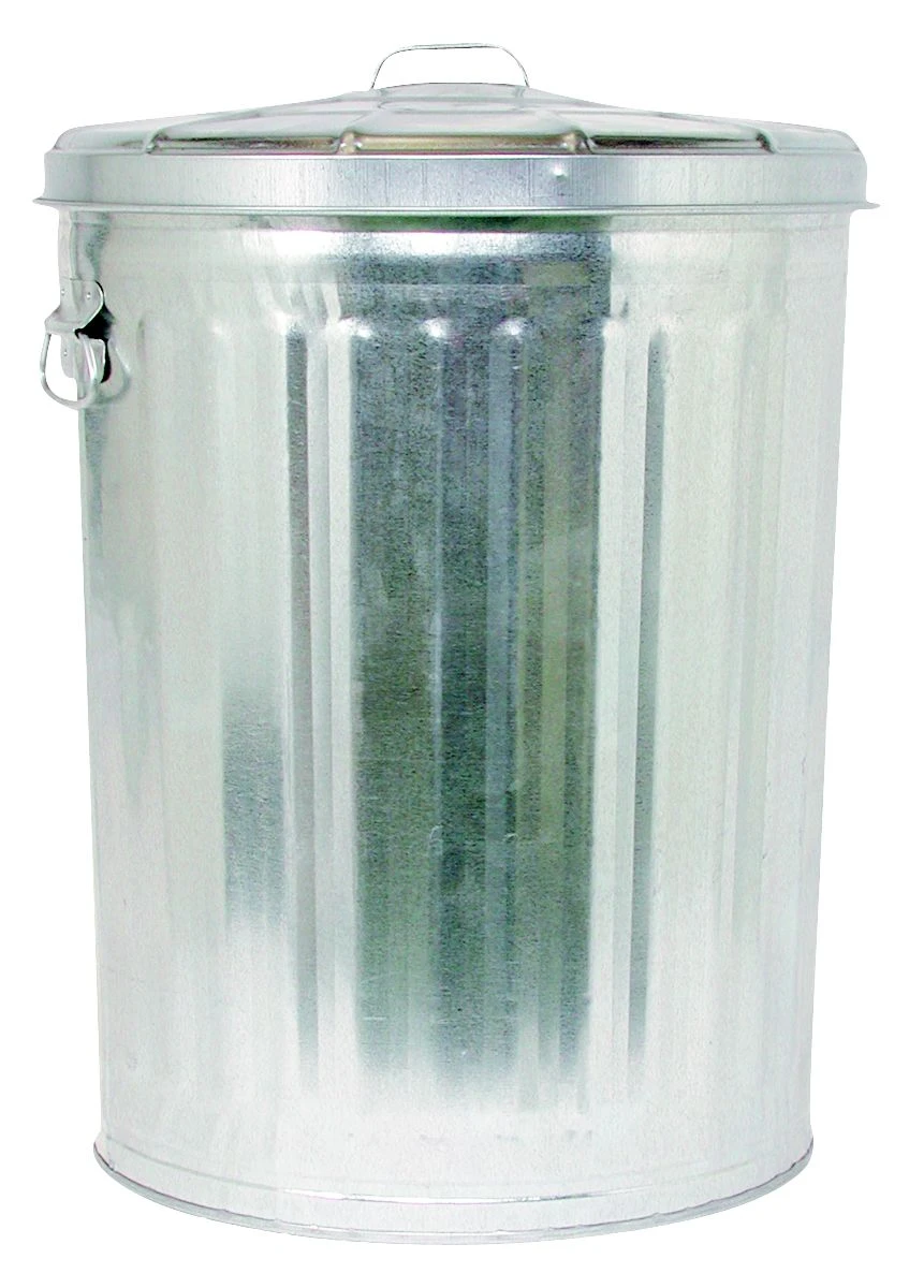 30 Gallon Galvanized Garbage Can With Lid And Side Drop Handles - 6 Pk