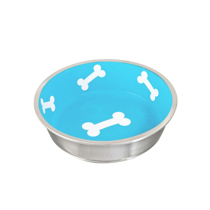 Robusto Bowl Blue Dog Bone Aluminum/ceramic 2 Cups Pet Bowl For Small Dogs And Cats