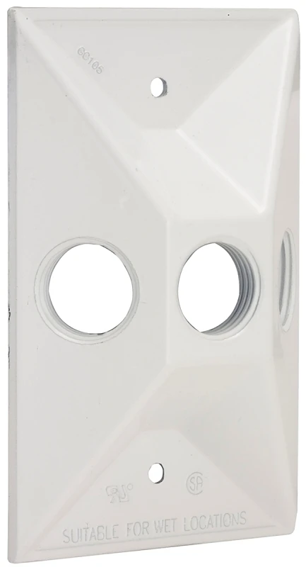3-outlet Weatherproof Electrical Outdoor Box Cover, Zinc, White, Model 5189-1
