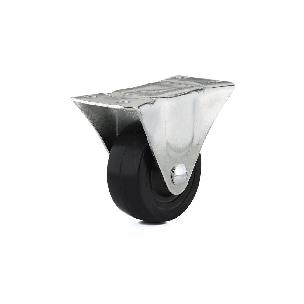 Rubber Wheel, Rigid Plate Caster, 3 In.