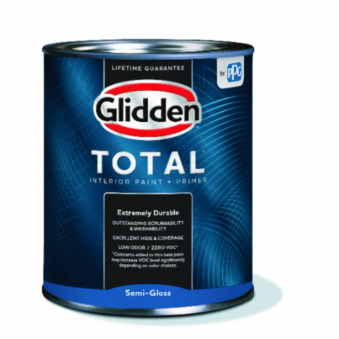 Total Interior Paint + Primer Semi-gloss White Pastel Base 1 Quart
