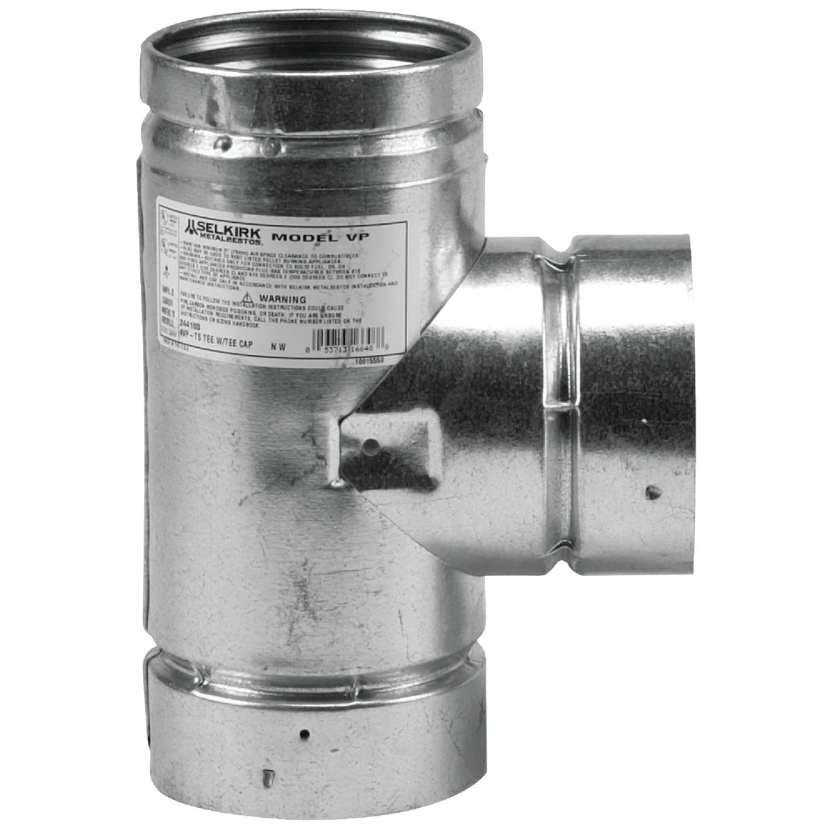 VP Pellet Pipe 3-Inch Tee With Tee cap