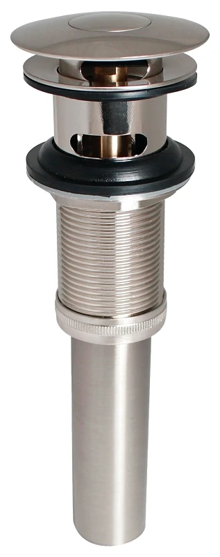 1-1/4 In. Brushed Nickel Brass Universal Push Button Bathroom Sink Drain With Overflow