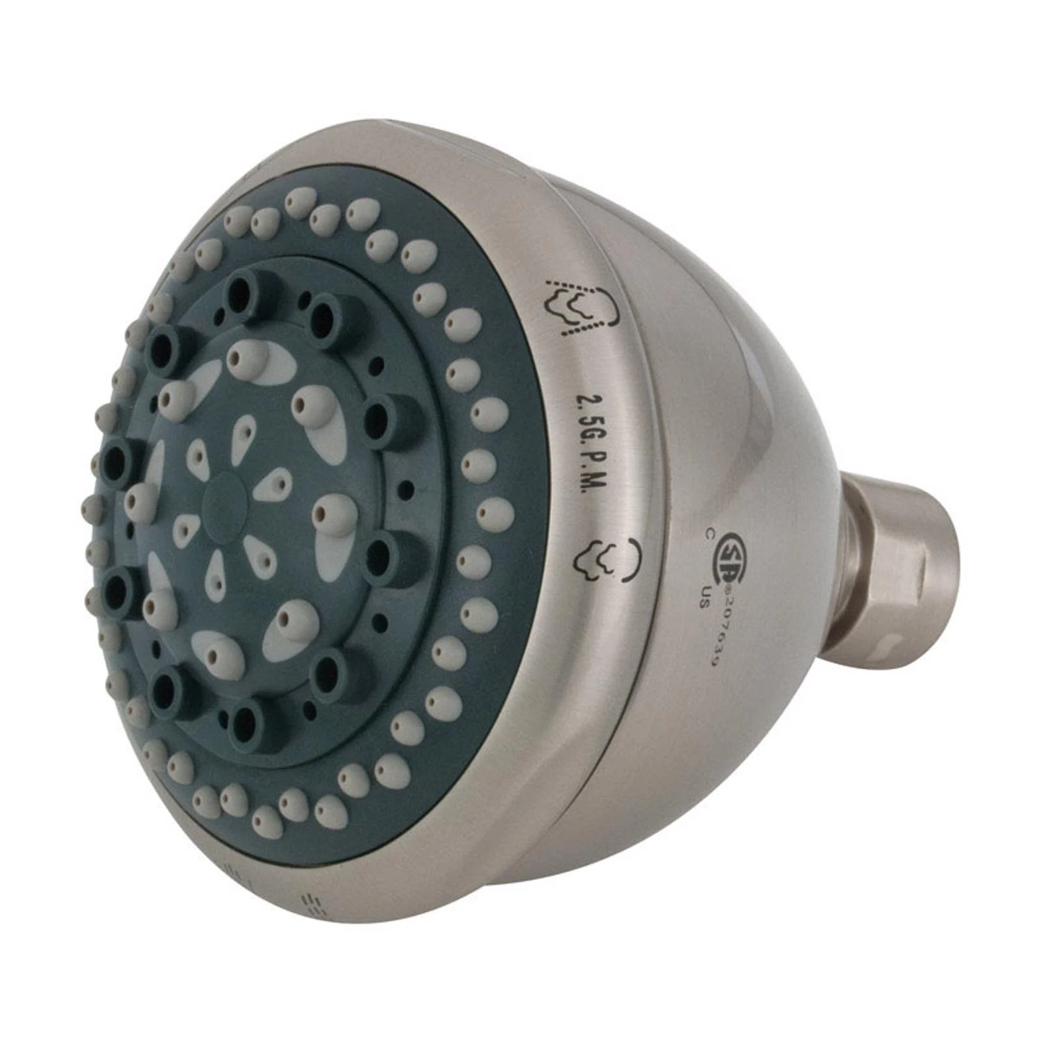 Rainbo Massage Brushed Nickel Showerhead With 7 Settings And 2.5 Gpm Flow Rate