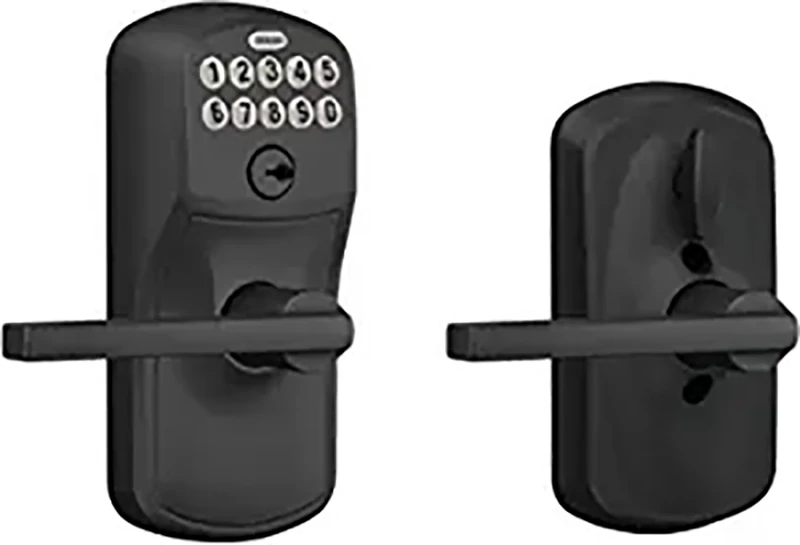 Keypad Entry Lever Lock, Plymouth Trim, Flex Lock, Up to 19 Access Codes, Matte Black
