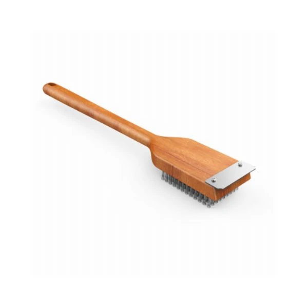 Mr. BAR-B-Q 60318Y Grill Brush with Scraper, Stainless Steel Bristle, Wood Handle