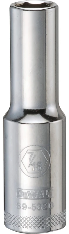 SAE Socket, Deep, 6-Point, 7/16 In., 1/2 In. Drive