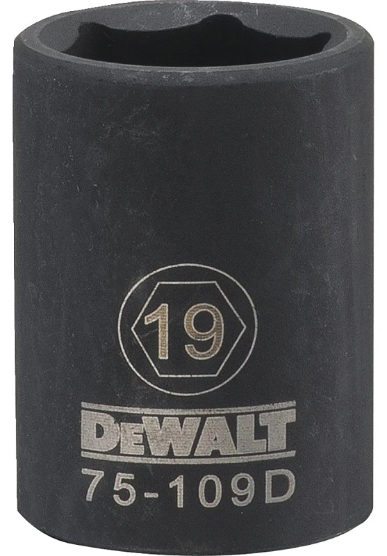 Metric Impact Socket, 6-Point, Black Oxide, 1/2 In. Drive, 19mm