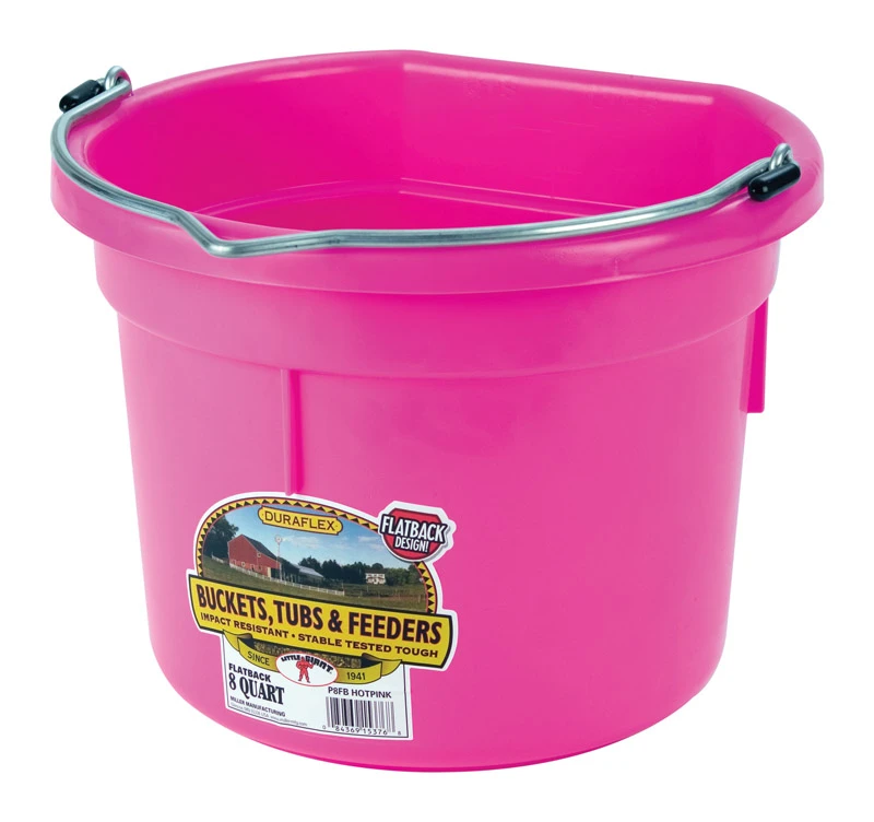 8 Quart Pink Flat Back Bucket - Durable And Versatile