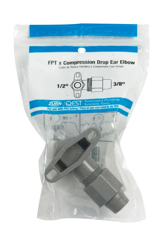 PEX Compression Drop Ear Elbow, 3/8 Copper Tube x 1/2-In. FPT