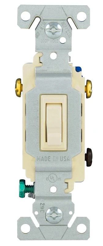 15 Amp 120 Volt 3-way Grounding Toggle Switch Light Almond