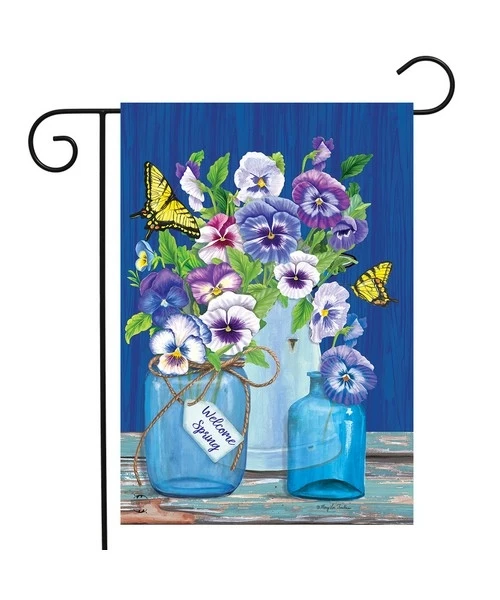 Butterflies And Pansies Spring Garden Flag 12.5" X 18" - Model Blg01199