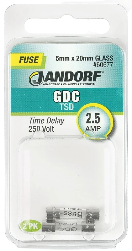 Gdc 2.5 Amp 250 Volt Glass Time Delay Fuse 2 Pk, 5mm X 20mm