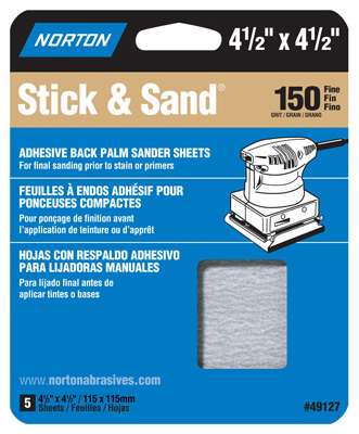 4-1/2" X 4-1/2" 150 Grit Sanding Sheets For Palm Sanders