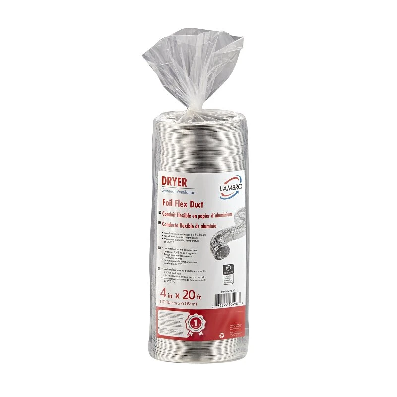 Clothes Dryer Transition Foil Flex Duct, UL 2158A , 4 In. x 20 Ft.
