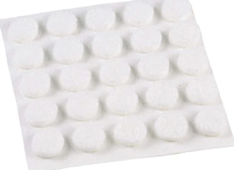 Shepherd 3/8 In. White Round Felt Self Adhesive Pads, 75 Pk, Model 9957