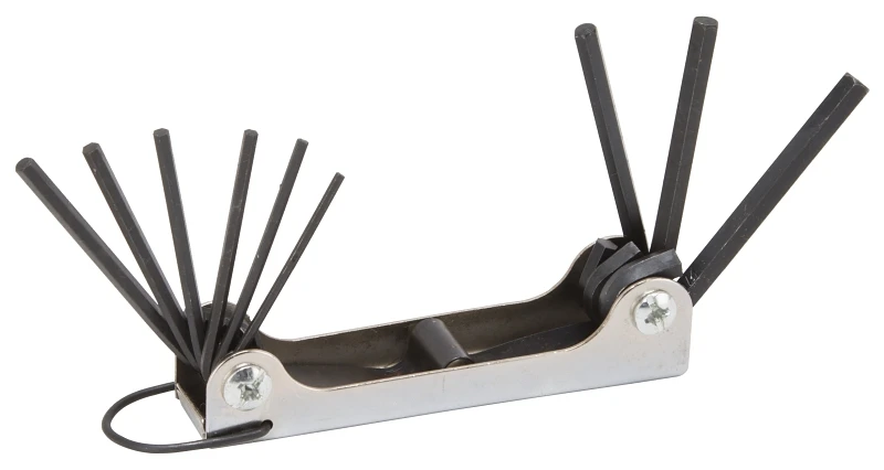 Tw-001-06 Fold-up Hex Key Set, 9 Pieces, Chrome Vanadium Steel, Black