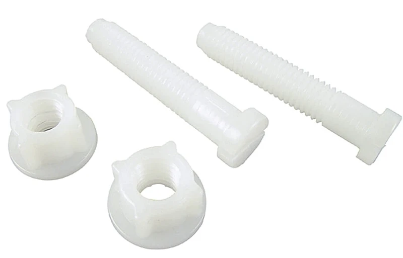 Universal Toilet Seat Hinge Bolts - Durable White Plastic Construction