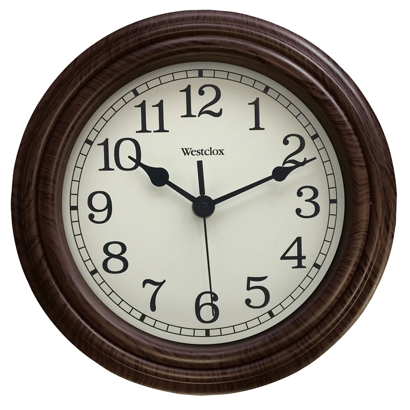10 In. L X 10 In. W Classic Analog Wall Clock With Woodgrain Finish