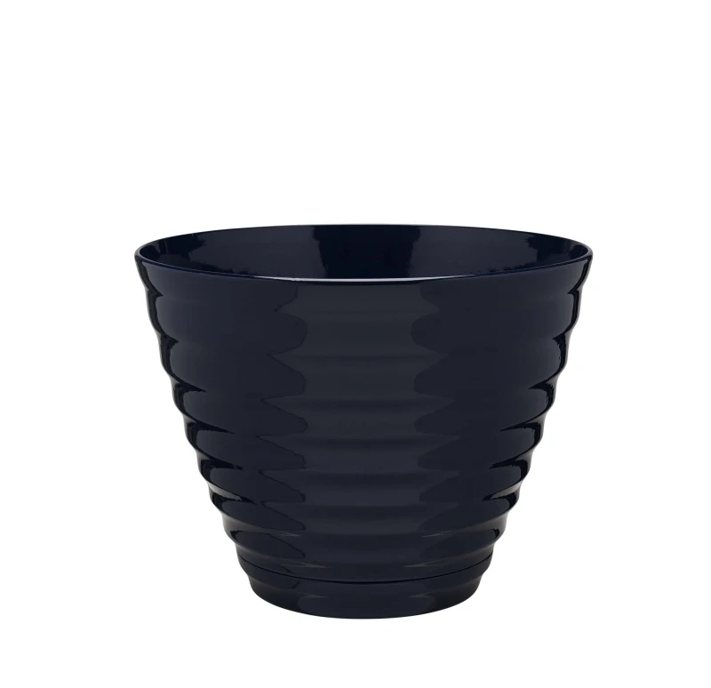 Beehive 16 In. Dia Navy Resin Planter With Saucer, Round Design