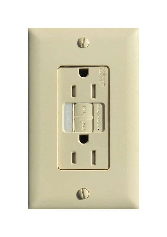 Legrand radiant 1597NTLTRICCD4 Nightlight/GFCI Receptacle, 2 -Pole, 15 A, 125 VAC, Back, Side Wiring, Ivory