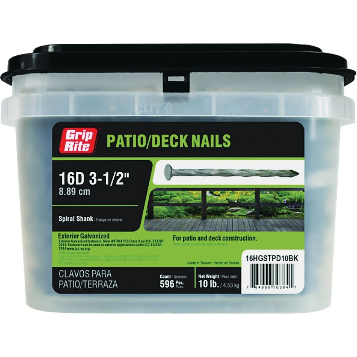 16d X 3-1/2 In. Hot Galvanized Steel Patio/deck Nails, 10 Lb. Box