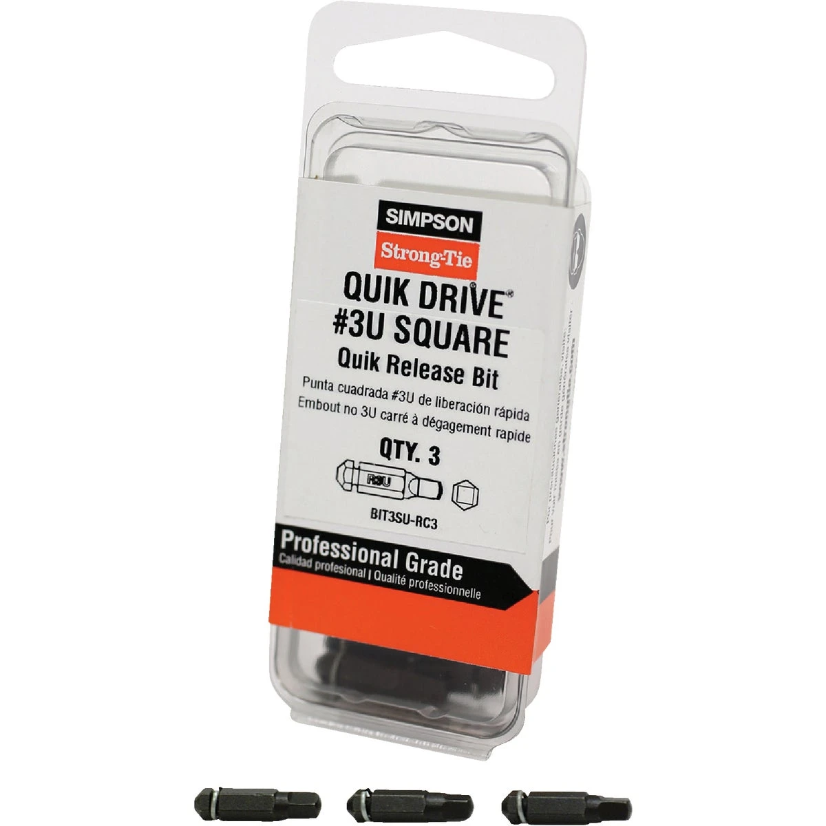 Quik Drive #3 Sq Insert Bit Pack, 3 Pieces, Model Bit3su-rc3