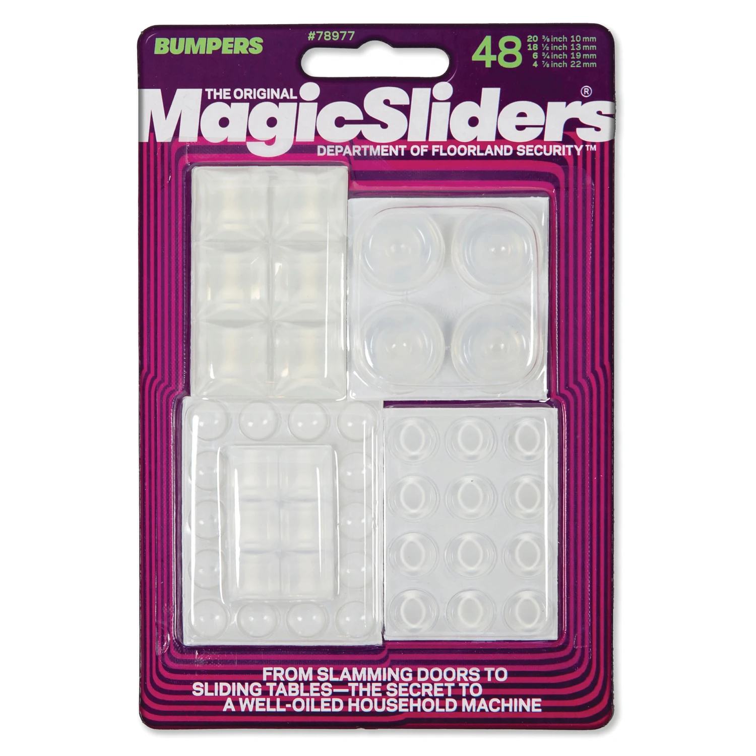 Magic Sliders Clear Self-stick Bumper Pads, 48-pc Assorted Sizes, Model 78977