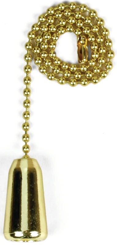 Lamp Pull Chain, Brass Teardrop, 12-In.