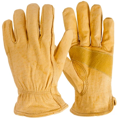 Leather Work Gloves, Premium Cowhide, Men's Medium