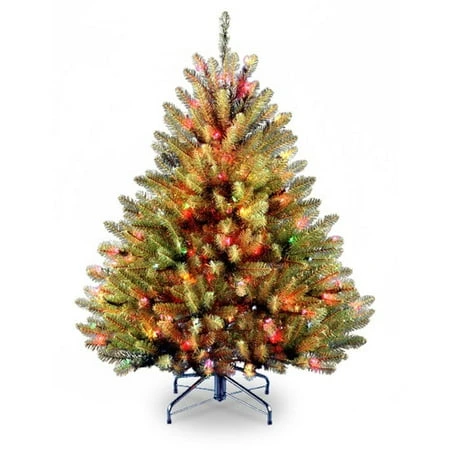 4.5' Dunhill Fir Artificial Christmas Tree With Multi-colored Lights And Stand