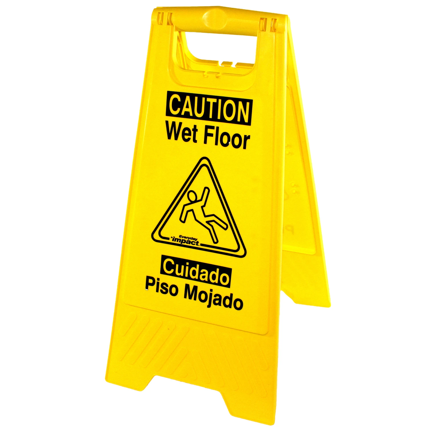 Caution Wet Floor Sign - Bilingual Yellow 24.625 In. H X 10.75 In. W